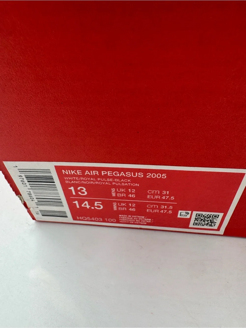 Nike Air Pegasus 2005 White Black Royal Pulse BRAND NEW Size 13 - Picture 8 of 8